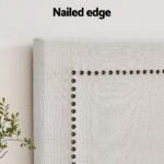 Artiss Bed Frame Bed Head Headboard Queen Fabric - RIVE Beige - Image 5