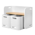 Keezi 3PCS Kids Table and Chairs Set Multifunctional Storage Desk White - Image 8