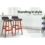 Artiss 4x Bar Stools Wooden Stool Black - Image 5