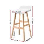 Artiss 2x Bar Stools Wooden Stool White - Image 2