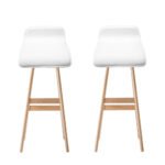 Artiss 2x Bar Stools Wooden Stool White - Image 3