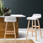 Artiss 2x Bar Stools Wooden Stool White - Image 7