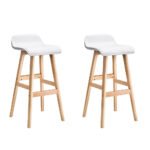 Artiss 2x Bar Stools Wooden Stool White - Image 8