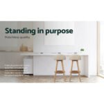 Artiss 2x Bar Stools Padded Leather Wooden Beige - Image 4