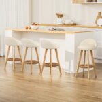 Artiss 4x Bar Stools Padded Leather Wooden Beige