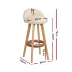 Artiss 4x Bar Stools Padded Leather Wooden Beige - Image 2