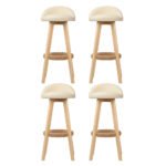 Artiss 4x Bar Stools Padded Leather Wooden Beige - Image 3