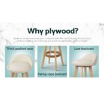 Artiss 4x Bar Stools Padded Leather Wooden Beige - Image 4