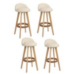 Artiss 4x Bar Stools Padded Leather Wooden Beige - Image 7