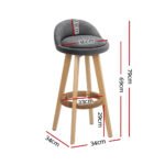 Artiss 4x Bar Stools Padded Linen Wooden Grey - Image 2