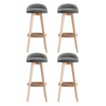 Artiss 4x Bar Stools Padded Linen Wooden Grey - Image 3