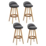 Artiss 4x Bar Stools Padded Linen Wooden Grey - Image 7
