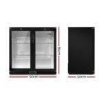 Devanti 198L Bar Fridge Dual Glass Door w/Light Black - Image 2
