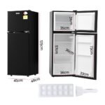 Devanti 122L Two Door Bar Fridge Mini Fridge with Freezer Black - Image 2