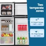 Devanti 122L Two Door Bar Fridge Mini Fridge with Freezer Black - Image 4