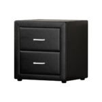 Artiss Bedside Table 2 Drawers Side Table Leather - CADEN Black - Image 8