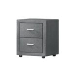 Artiss Bedside Table 2 Drawers Fabric - CADEN Grey - Image 8