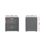 Artiss Bedside Table 2 Drawers Fabric - CADEN Grey - Image 2