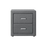 Artiss Bedside Table 2 Drawers Fabric - CADEN Grey - Image 3