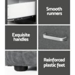 Artiss Bedside Table 2 Drawers Fabric - CADEN Grey - Image 6