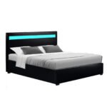 Artiss Bed Frame Double Size LED Gas Lift Black COLE - Image 7