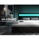 Artiss Bed Frame Double Size LED Gas Lift Black COLE - Image 5