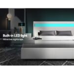 Artiss Bed Frame Double Size LED Gas Lift White COLE - Image 5