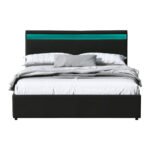 Artiss Bed Frame Queen Size LED Gas Lift Black COLE - Image 3