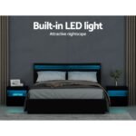 Artiss Bed Frame Queen Size LED Gas Lift Black COLE - Image 4