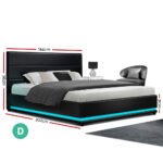 Artiss Bed Frame Double Size LED Gas Lift Black LUMI - Image 2
