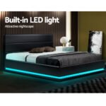Artiss Bed Frame Double Size LED Gas Lift Black LUMI - Image 4