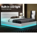 Artiss Bed Frame Double Size LED Gas Lift White LUMI - Image 4