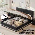 Artiss Bed Frame King Size LED Gas Lift Black LUMI - Image 5
