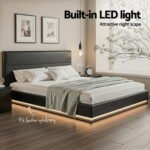 Artiss Bed Frame King Size LED Gas Lift Black LUMI - Image 6