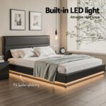 Artiss Bed Frame Queen Size LED Gas Lift Black LUMI - Image 5
