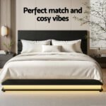Artiss Bed Frame Queen Size LED Gas Lift Black LUMI - Image 6