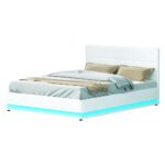 Artiss Bed Frame Queen Size LED Gas Lift White LUMI - Image 7