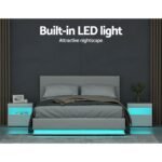 Artiss Bed Frame Queen Size LED Gas Lift White LUMI - Image 4