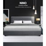 Artiss Bed Frame Double Size Gas Lift Grey NINO - Image 3