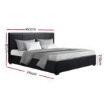 Artiss Bed Frame Queen Size Gas Lift Black NINO - Image 3
