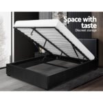 Artiss Bed Frame Queen Size Gas Lift Black NINO - Image 5