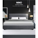 Artiss Bed Frame Queen Size Gas Lift Grey NINO - Image 3