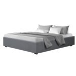 Artiss Bed Frame King Size Gas Lift Base Grey TOKI - Image 3