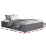 Artiss Bed Frame King Single Size Gas Lift Base Grey TOKI - Image 2