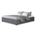 Artiss Bed Frame Queen Size Gas Lift Base Grey TOKI - Image 3