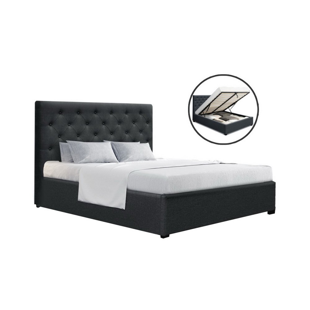 BFRAME-E-VILA-D-CHAR-ABC-202503041142-00.jpg Artiss Bed Frame Double Size Gas Lift Charcoal VILA - Image 1