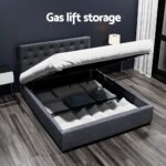 Artiss Bed Frame Double Size Gas Lift Charcoal VILA - Image 4