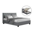 Artiss Bed Frame Double Size Gas Lift Grey VILA
