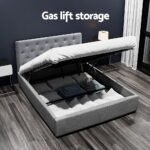 Artiss Bed Frame Double Size Gas Lift Grey VILA - Image 4