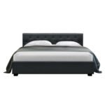 Artiss Bed Frame Queen Size Gas Lift Charcoal VILA - Image 3